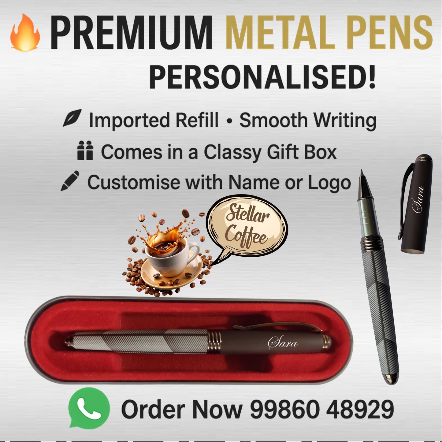 Fresh New color ā Stellar Coffee Personalised Premium Metal Pen