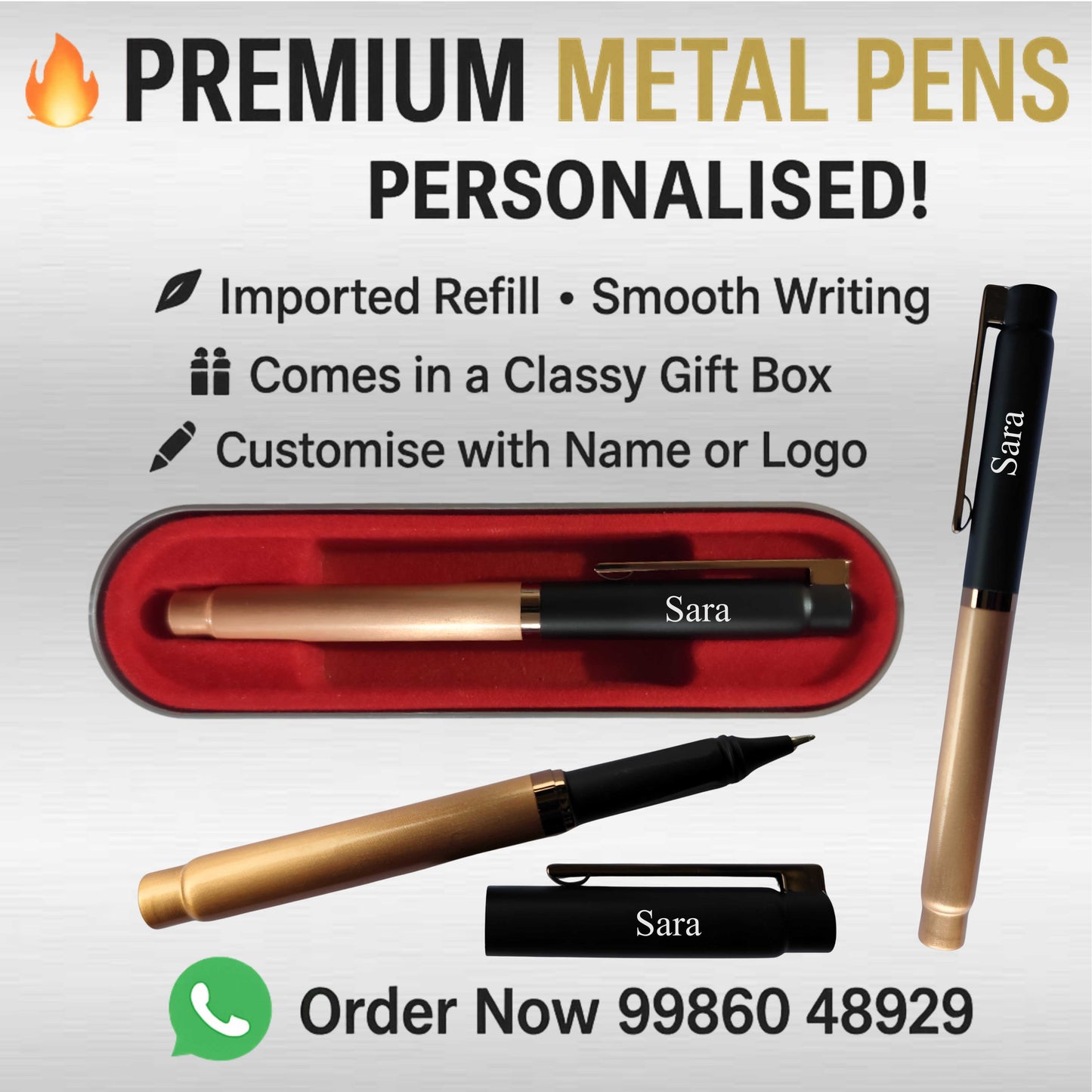Personalised Premium Metal Pen ā Black n Gold